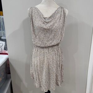 Indah Draped-Neck Printed Sleeveless mini Dress open back